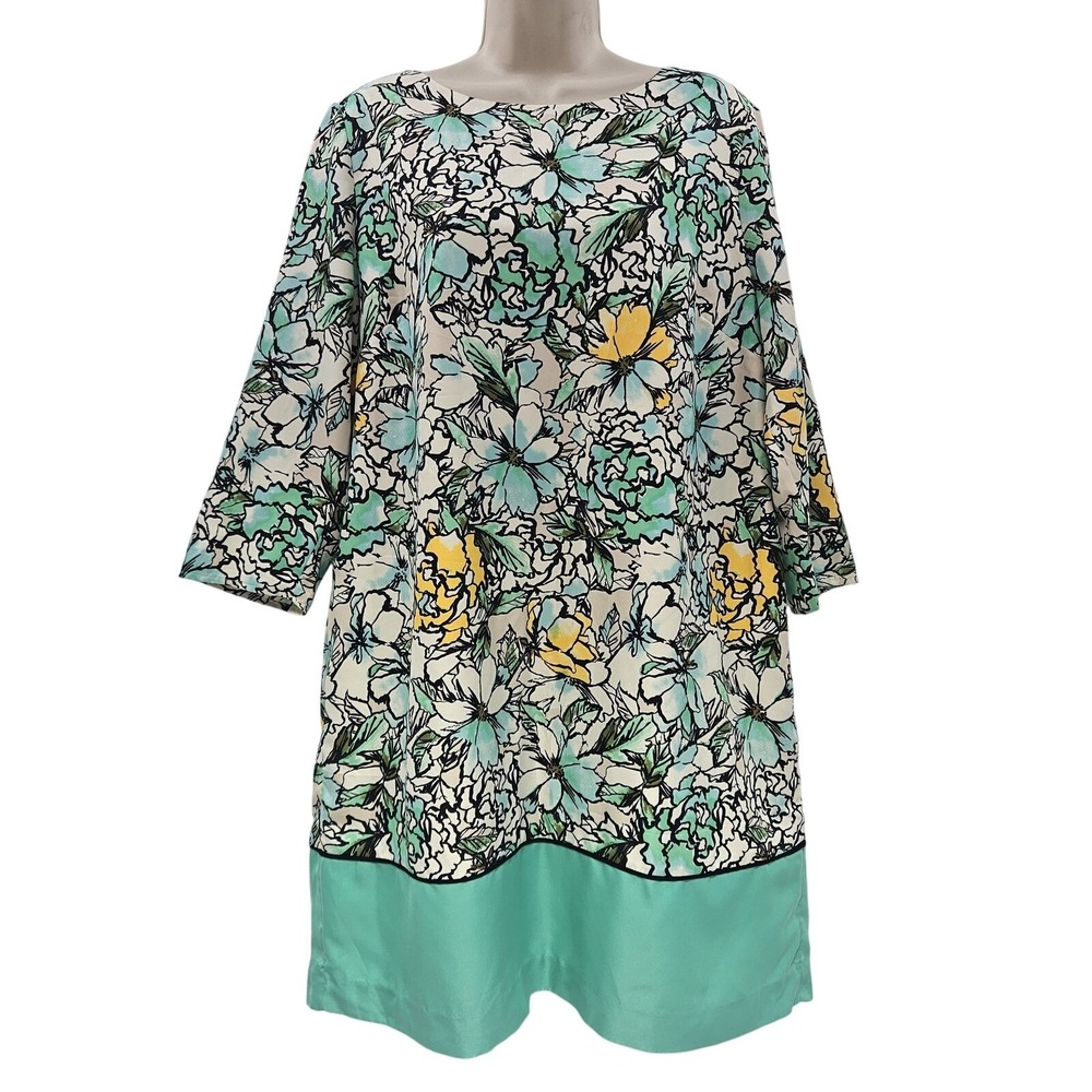 The Limited Dress Womens XL Green Floral Shift‎ Pockets Dopamine Preppy Easter